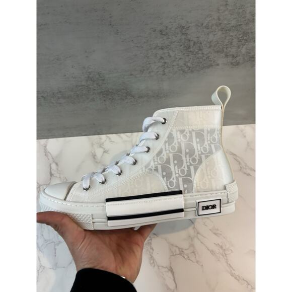 Dior B23 High Top Sneakers White Oblique Monogram Size 44 EU / 10.5 US Men’s - Picture 3 of 10